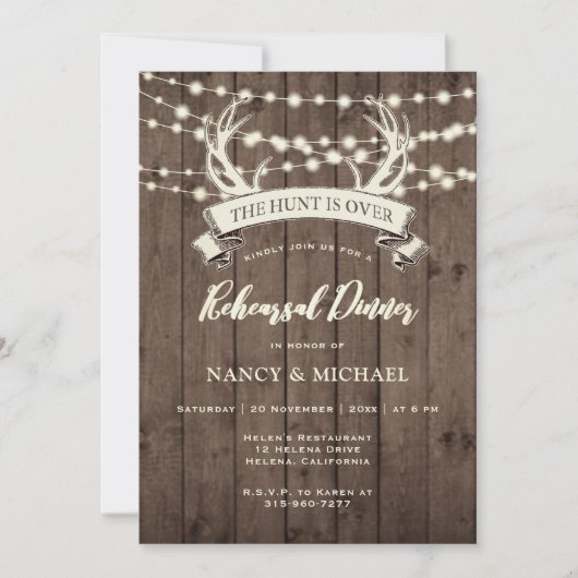 "De tante is voorbij" Rustic Barn repesal Dinner Kaart (Voorkant)