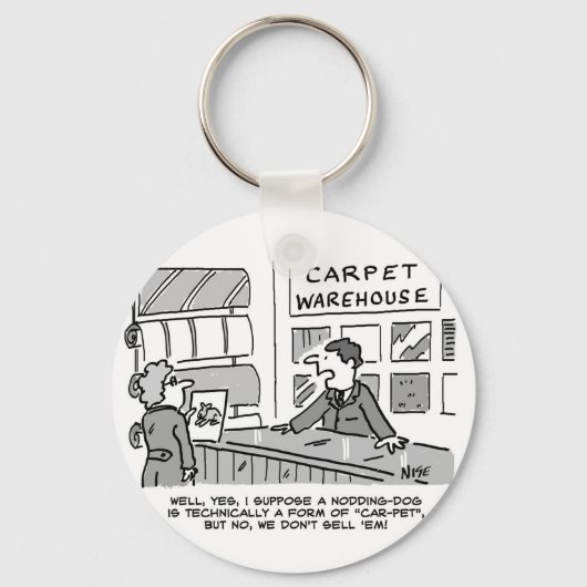 De tapijtshowroom verkoopt geen kniphonden. Grappi Sleutelhanger (Voorkant)
