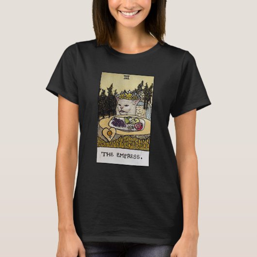 De Tarotkaart van de Keizerin Kattenmeme T-shirt (Voorkant)