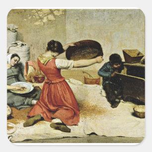 De tarwe ziften, fijne kunst, vierkante sticker