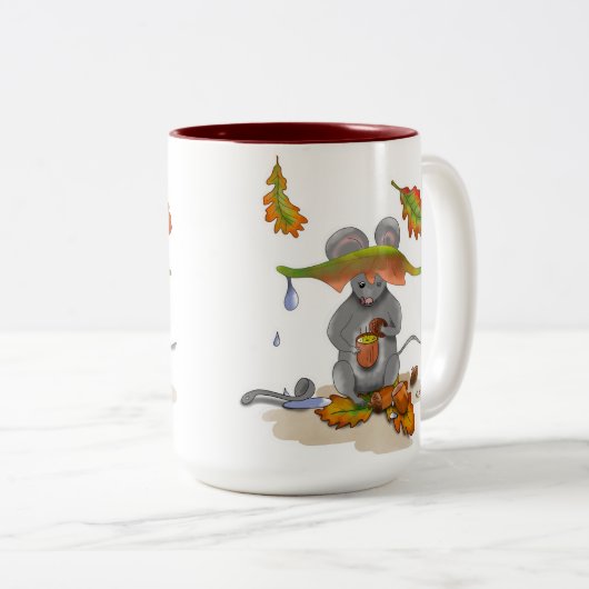 DE Tasse/Mug Herbst/Autumn Maus/Mouse Tweekleurige Koffiemok (Voorkant rechts)