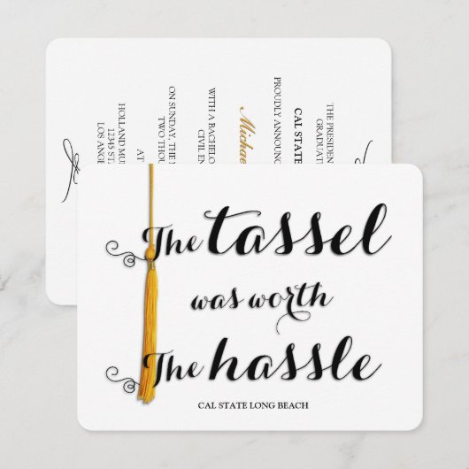 De Tassel was de Hassle waard. Aankondiging (Voorkant / Achterkant)