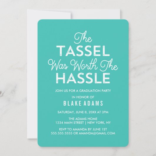 De Tassel was de Hassle waard | Turquoise Kaart (Voorkant)