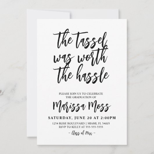 De Tassel was het Afstuderen van Hassle waard Kaart (Voorkant)