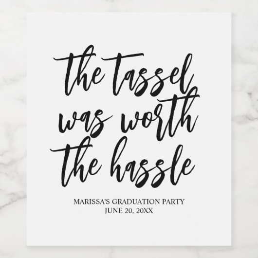 De Tassel was het Afstuderen van Hassle waard Wijn Etiket (Enkel label)