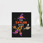 De Taylor Witch Pet Halloween Ghost Achternaam Fir Kaart (Voorkant)