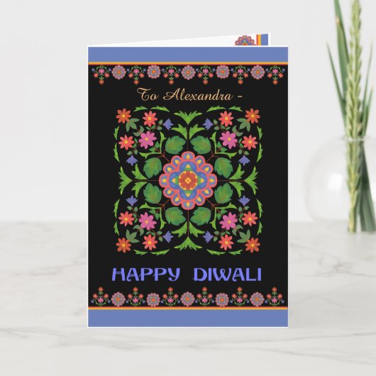 De Te personaliseren Kaart van Diwali, Zwart (Voorkant)