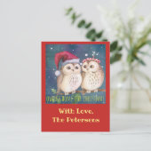 De Te personaliseren Kerstkaart van de uil Feestdagenkaart (Staand voorkant)