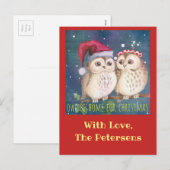 De Te personaliseren Kerstkaart van de uil Feestdagenkaart (Voorkant / Achterkant)