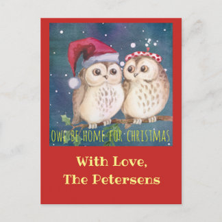 De Te personaliseren Kerstkaart van de uil Feestdagenkaart