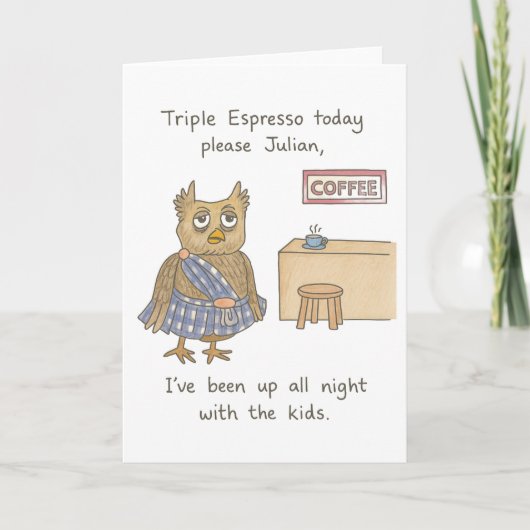 De te vermoeide uil kaart (Voorkant)