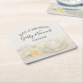 De tea Cup en de White Rose Wedding Love zijn Bree Kartonnen Onderzetters (Schuin)
