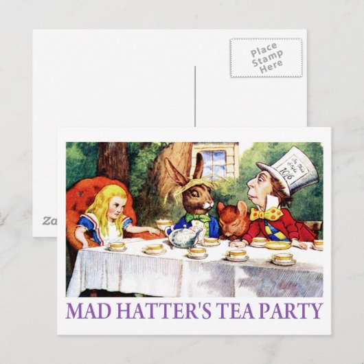 DE TEA PARTIJ VAN DE MAD HATTER BRIEFKAART (Voorkant / Achterkant)