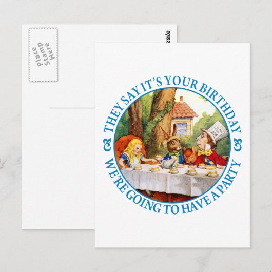 DE TEA PARTIJ VAN DE MAD HATTER BRIEFKAART (Voorkant / Achterkant)