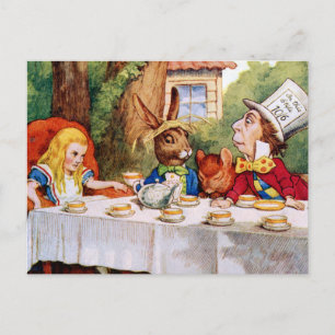 DE TEA PARTIJ VAN DE MAD HATTER UITNODIGING BRIEFKAART