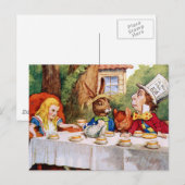DE TEA PARTIJ VAN DE MAD HATTER UITNODIGING BRIEFKAART (Voorkant / Achterkant)
