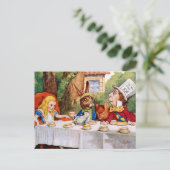 DE TEA PARTIJ VAN DE MAD HATTER UITNODIGING BRIEFKAART (Staand voorkant)