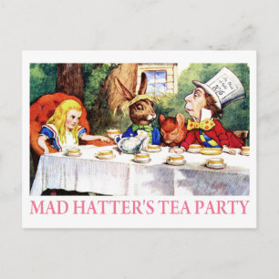 DE TEA PARTIJ VAN DE MAD HATTER UITNODIGING BRIEFKAART