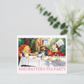 DE TEA PARTIJ VAN DE MAD HATTER UITNODIGING BRIEFKAART (Staand voorkant)