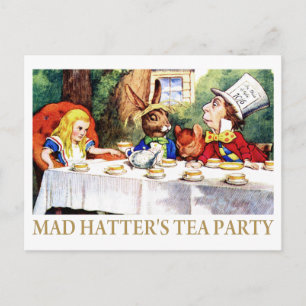 DE TEA PARTIJ VAN DE MAD HATTER UITNODIGING BRIEFKAART