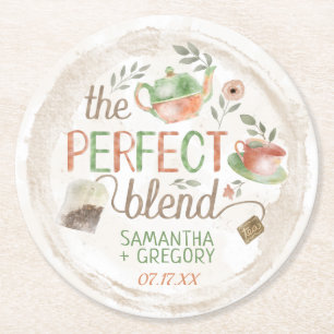 De Tea Party Bridal Wedding Shower the Perfect Ble Ronde Kartonnen Onderzetter