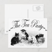 De Tea Party Kittens Uitnodiging Briefkaart (Voorkant / Achterkant)