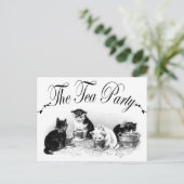 De Tea Party Kittens Uitnodiging Briefkaart (Staand voorkant)
