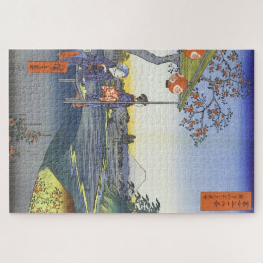 De Teahouse met het Uitzicht van de berg Fuji bij  Legpuzzel (Horizontaal)