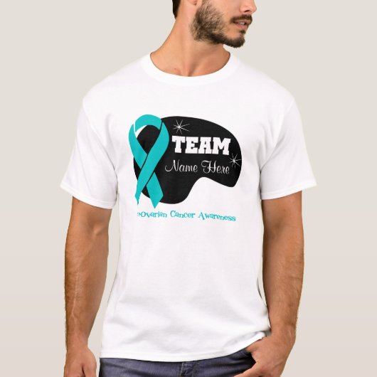 De teamnaam personaliseren - Ovariële kanker T-shirt (Voorkant)