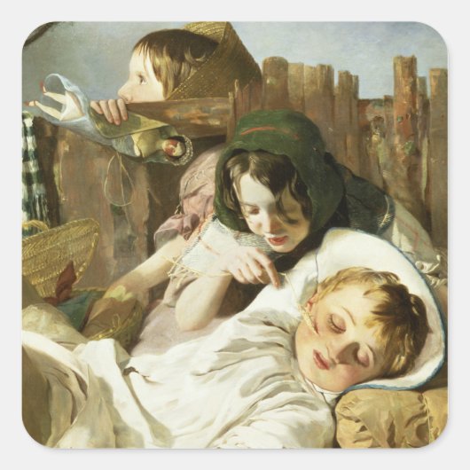 De tease vierkante sticker (Voorkant)