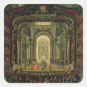 De Teatro Reale in Turijn (olie op doek) Vierkante Sticker