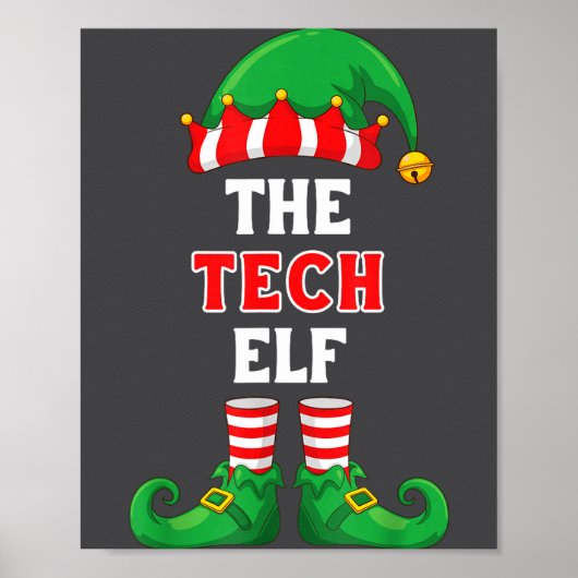 De Tech Elf Shirt Kerstmis Voor IT Man Tech Onders Poster (Voorkant)