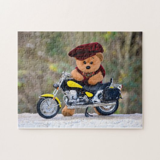 De teddy biker  - legpuzzel (Horizontaal)