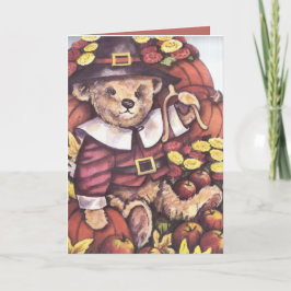 De Teddybeer van de pelgrim Feestdagen Kaart