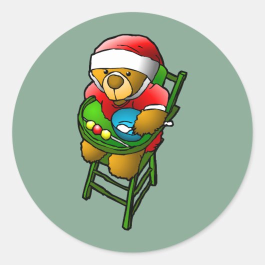 De teddybeer van Kerstmis Ronde Sticker (Voorkant)