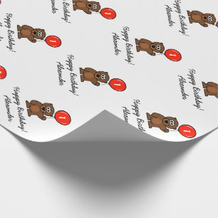 De teddybeer verpakkend document van de Verjaardag Cadeaupapier