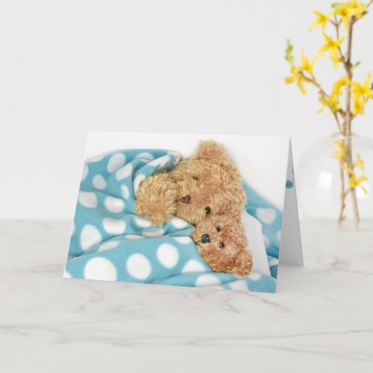 de teddyberen in bed worden goed spoedig kaart (Gele Bloem)