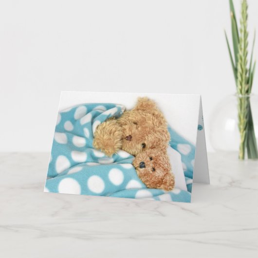 de teddyberen in bed worden goed spoedig kaart (Voorkant)