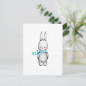 De tekening van Cute Bunny in Scarf Briefkaart (Staand voorkant)
