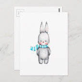 De tekening van Cute Bunny in Scarf Briefkaart (Voorkant / Achterkant)