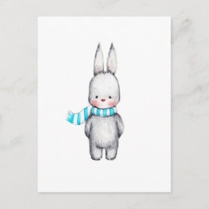 De tekening van Cute Bunny in Scarf Briefkaart