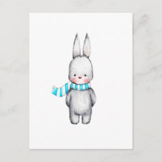 De tekening van Cute Bunny in Scarf Briefkaart