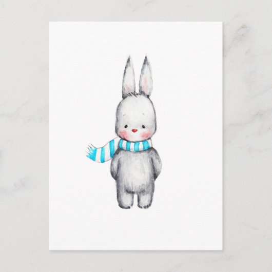 De tekening van Cute Bunny in Scarf Briefkaart (Voorkant)