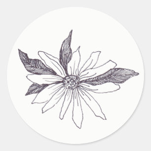 De Tekening van de bloem Ronde Sticker