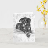 De Tekening van de Hond van Pinscher van Doberman Kaart (Gele Bloem)