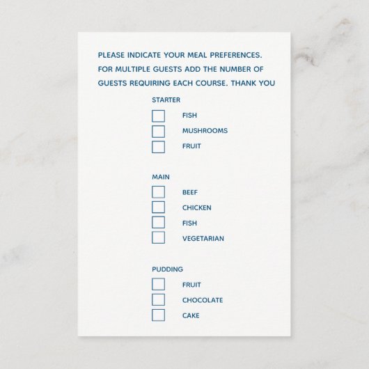 De tekst blauwe bijlage van het de maaltijdkeuzema (Achterkant)