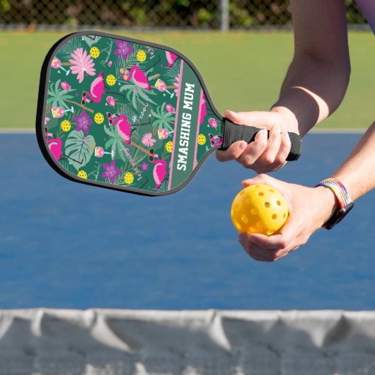 🦩 🦩 de tekst Flamingo Partij van de Douane, 2sid Pickleball Paddle (Insitu)
