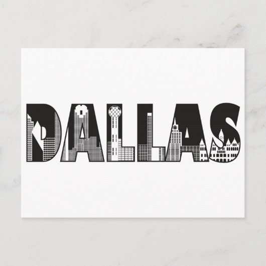 De Tekst van Dallas met de Tekening van het Overzi Briefkaart (Voorkant)