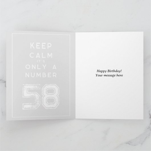 De tekst van de 58e Birthday-kaart blijft kalm Kaart (Binnen)