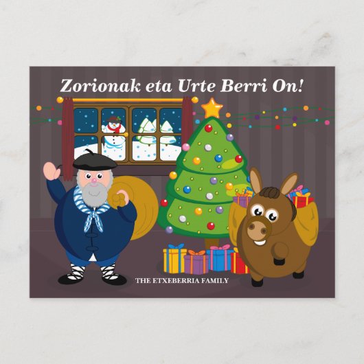 De tekst van de douane, Olentzero Navidad/de scène Feestdagenkaart (Voorkant)